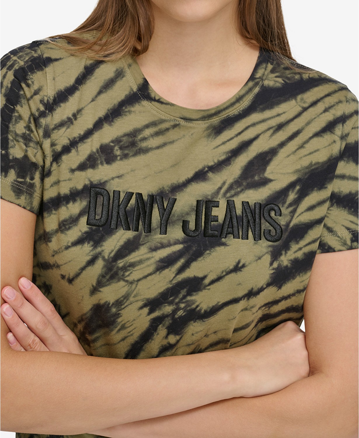 DKNY Womens Logo Tie-Dyed Short-Sleeve T-Shirt