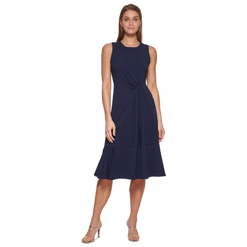 DKNY Womens Sleeveless Ruched-Front Dress