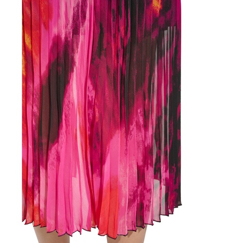 DKNY Womens Printed Pleated Asymmetrical-Hem Skirt