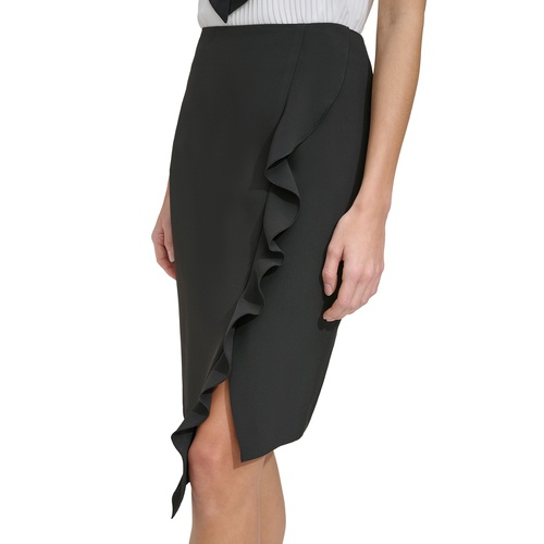 DKNY Womens Ruffled Asymmetrical Pencil Skirt