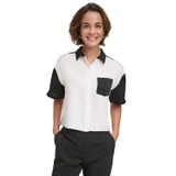 Womens Colorblocked Short-Sleeve Shirt