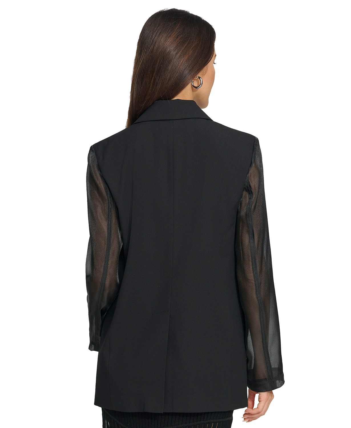 DKNY Womens Organza-Sleeve One-Button Blazer