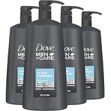Dove Men+Care Body and Face Wash Pump Clean Comfort 23.5 oz for Healthier and Stronger Skin Effectively Washes Away Bacteria While Nourishing Your Skin (Pack of 4)