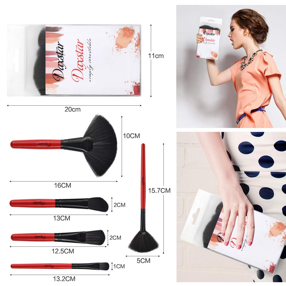  Daxstar Makeup Brushes Set, Red 32 Pcs Professional Cosmetic Makeup Brushes Kits for Eyeshadow Kabuki Powder Blending Blush Brushes Cruelty-Free Synthetic Makeup Tools with Storage Case