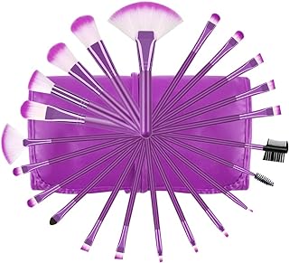Daxstar Makeup Brushes Set 22pcs, Purple Yuwaku Essential Make Up Brushes for Blush Fan Powder Highlight Eyeshadow Beauty Tools Kits with PU Makeup Case