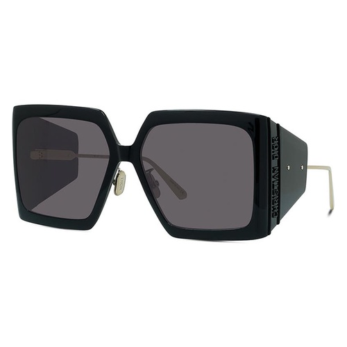 디올 Dior Solar 59mm Square Sunglasses_SHINY BLACK / SMOKE