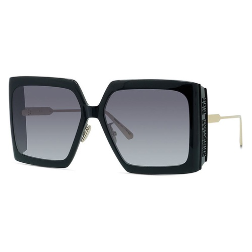 디올 Dior 59mm Gradient Square Sunglasses_SHINY BLACK / Gradient SMOKE