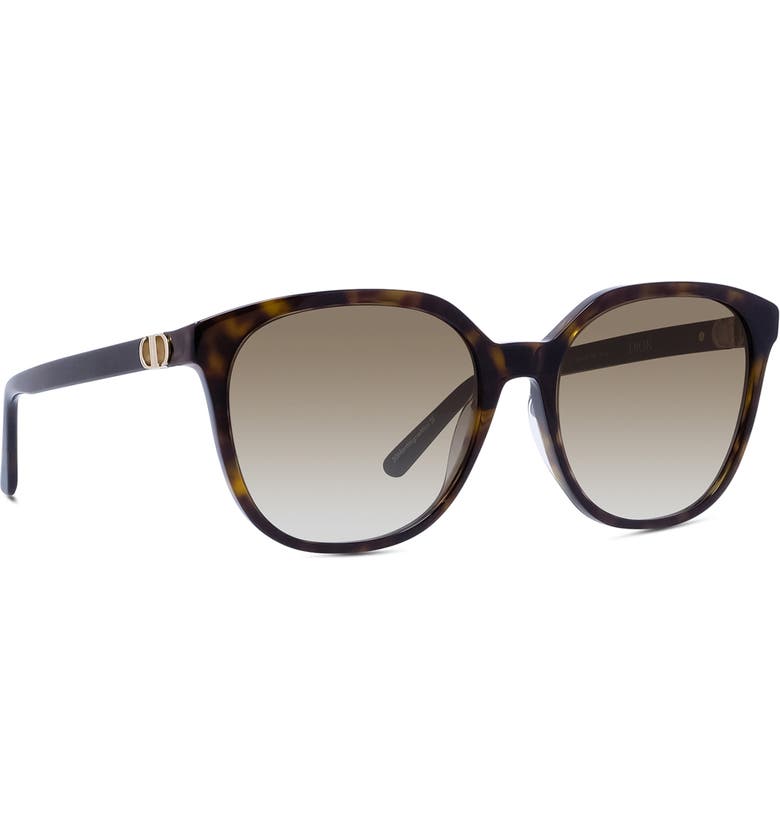 디올 Dior 30Montaigne Mini 58mm Gradient Round Sunglasses_DARK HAVANA/ BROWN