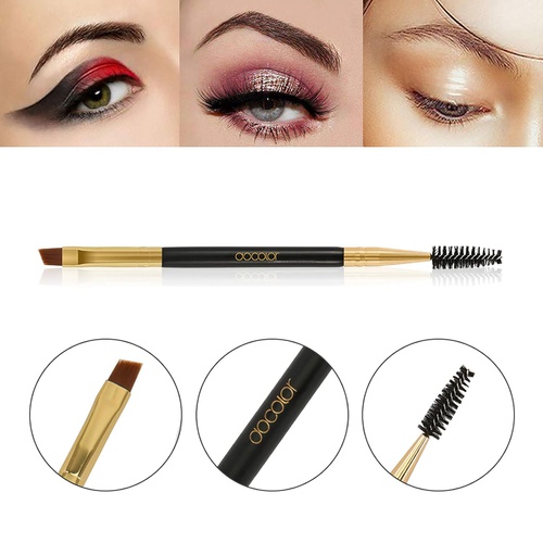  2pcs Docolor Duo Eyebrow Brush, Professional Eye Makeup Tool, Eyeshadow Brush and Spoolie Brush Black