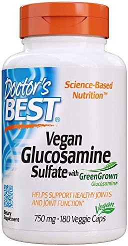  Doctors Best Vegan Glucosamine Sulfate, Joint Support, Non-GMO, Vegan, Gluten Free, Soy Free, 750 mg 180 Veggie Caps