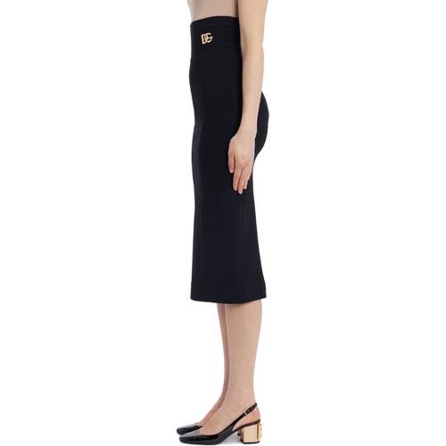 돌체앤가바나 Dolce&Gabbana Logo High Waist Jersey Pencil Skirt_BLACK