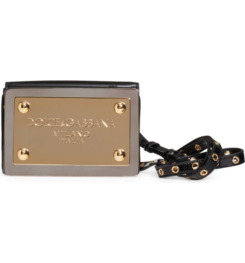 돌체앤가바나 Dolce&Gabbana Sicily Logo Plaque Patent Leather Crossbody Bag_NERO