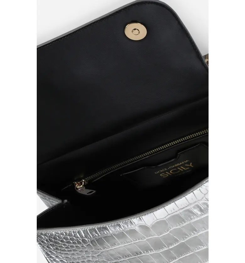 돌체앤가바나 Dolce&Gabbana Small Sicily Leather Satchel_ARGENTO