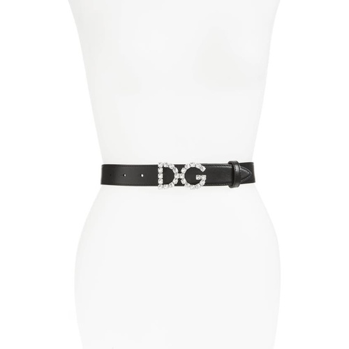 돌체앤가바나 Dolce&Gabbana Crystal Buckle Leather Belt_NERO