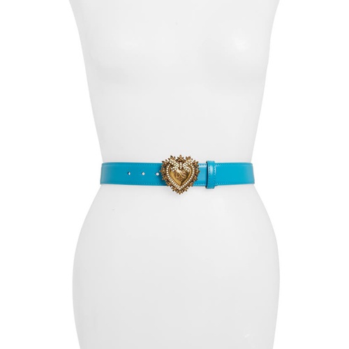 돌체앤가바나 Dolce&Gabbana Devotion Logo Heart Buckle Leather Belt_BLUE