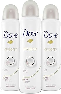 Dove Antiperspirant Deodorant Dry Spray 48 Hours of Sweat and Odor Protection Caring Coconut with ¼ Moisturizers and 0% Alcohol 3.8 oz 3 Count
