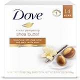 Dove Purely Pampering Beauty Bar for Softer Skin Shea Butter More Moisturizing Than Bar Soap 3.75 oz 14 Bars