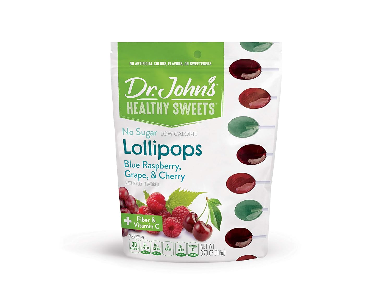 Dr. Johns Healthy Sweets Sugar-Free Classic Fruit Oval Lollipops (14 count, 3.7 OZ)