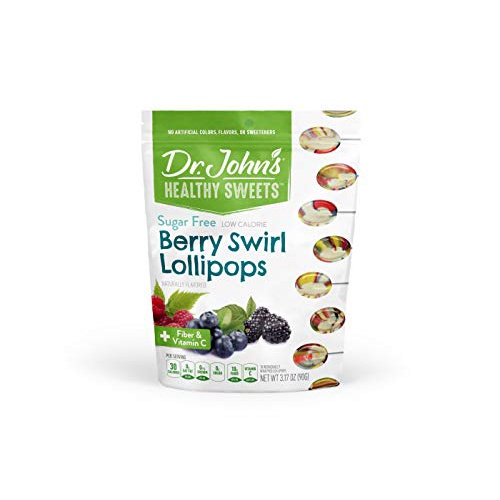  Dr. Johns Healthy Sweets Berry Swirl Lollipops: Wildberry - Sugar Free with Xylitol (10 count, 3.2 OZ)