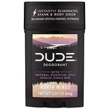 Dude Products Natural Deodorant Stick, North Winds, 2.25 Ounces