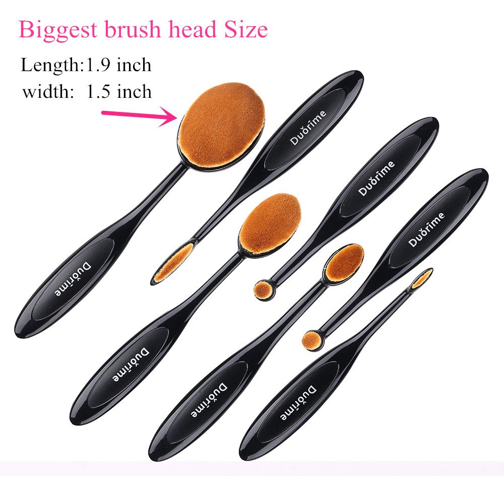  Duorime New 7pcs Black Oval Toothbrush Makeup Brush Set Cream Contour Powder Concealer Foundation Eyeliner Cosmetics Tool …