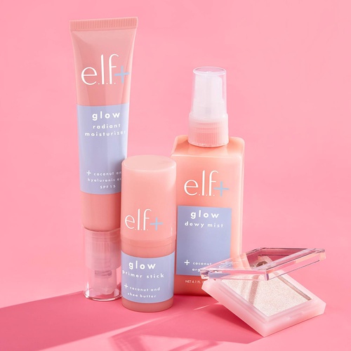  e.l.f. Elf+ Glow Primer Stick Lightweight, Hydrating, Luminizing Primes, Preps, Smooths, Nourishes Infused with Coconut and Shea Butter, Shimmer 0.53 Oz