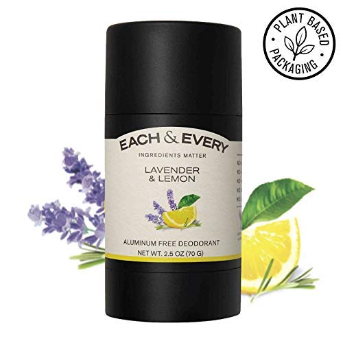  Each & Every Natural Aluminum-Free Deodorant for Sensitive Skin with Essential Oils, Plant-Based Packaging, Citrus & Vetiver, 2.5 Oz.