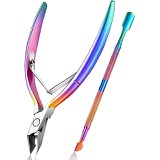 Cuticle Trimmer with Cuticle Pusher, Easkep Cuticle Remover Cuticle Nipper Professional Stainless Steel Cuticle Cutter Clipper Durable Pedicure Manicure Tools for Fingernails and T