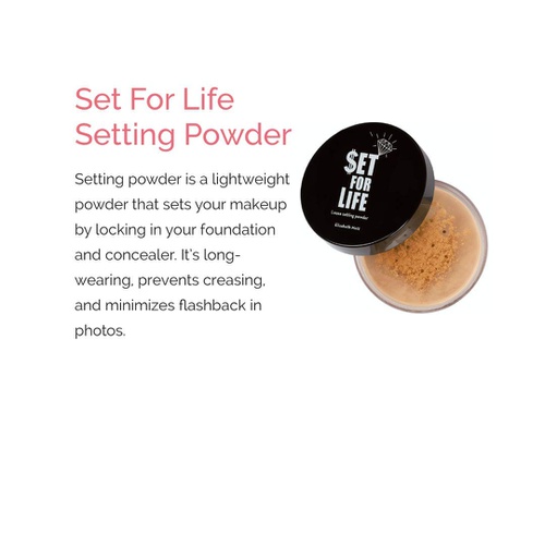  Talc Free, Matte Loose Face Setting Powder:Oil & Shine Control Makeup Powder for Medium & Dark Skin Tones - Flash Friendly Set for Life Facial Powder by Elizabeth Mott-15G (Medium