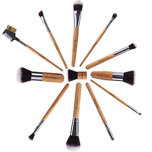  EmaxDesign 12 Pieces Makeup Brush Set Professional Bamboo Handle Premium Synthetic Kabuki Foundation Blending Blush Concealer Eye Face Liquid Powder Cream Cosmetics Brushes Kit Wit