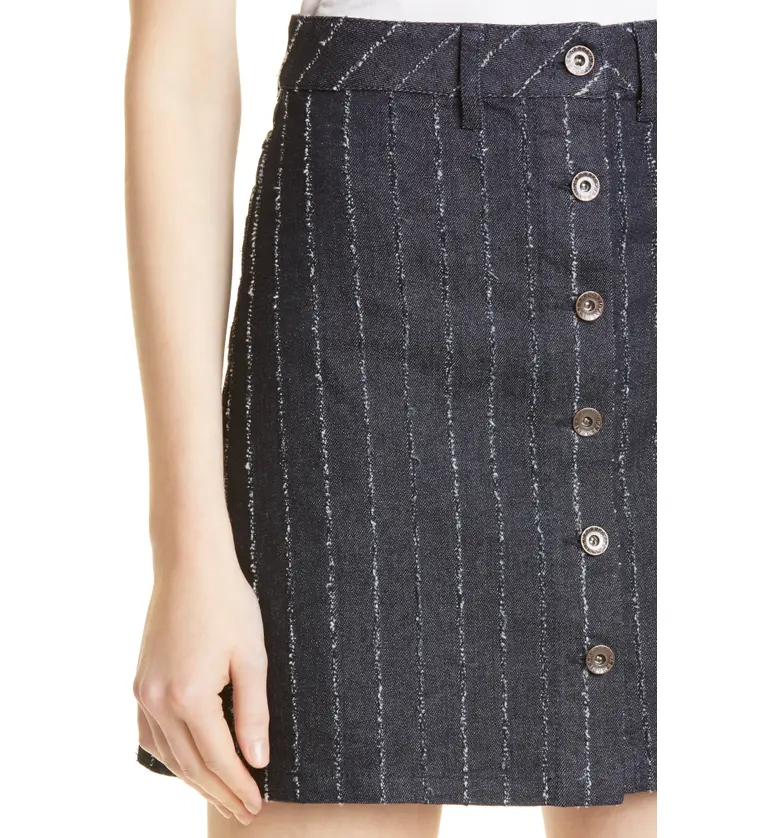 엠포리오아르마니 Emporio Armani Textured Pinstripe A-Line Denim Skirt_DARK BLUE