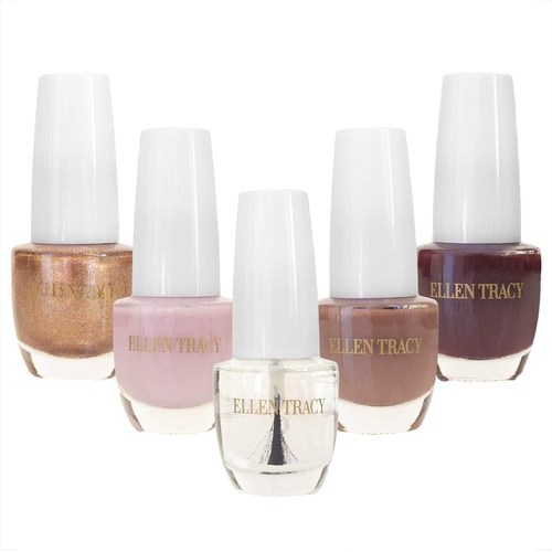  Enchante Ellen Tracy 5 Pack Nail Polish Collection - Fingernail Polish for Women and Girls, Glossy and Glitter Quick to Dry Nail Polish