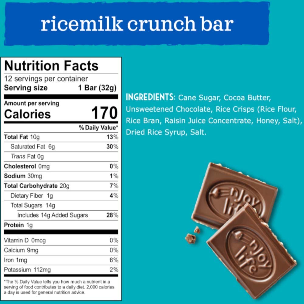  Enjoy Life Foods Enjoy Life Dairy Free Chocolate Bars, Soy Free, Nut Free, Gluten Free, Non GMO, Ricemilk Crunch, 2 Boxes of 12 Bars (24 Total Bars)