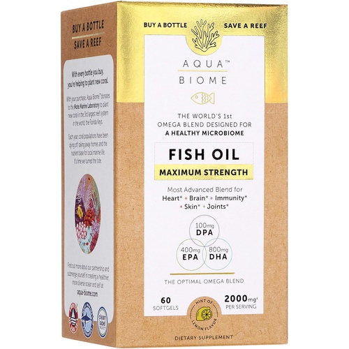  Aqua Biome by Enzymedica, Maximum Strength Omega 3 Fish Oil, 60 Softgels
