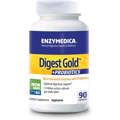  Enzymedica Digest Gold + Probiotics, 2-in-1 Advanced Formula, Supports Healthy Gut with 9 Different Probiotic Strains, Improves Digestion, 90 Capsules