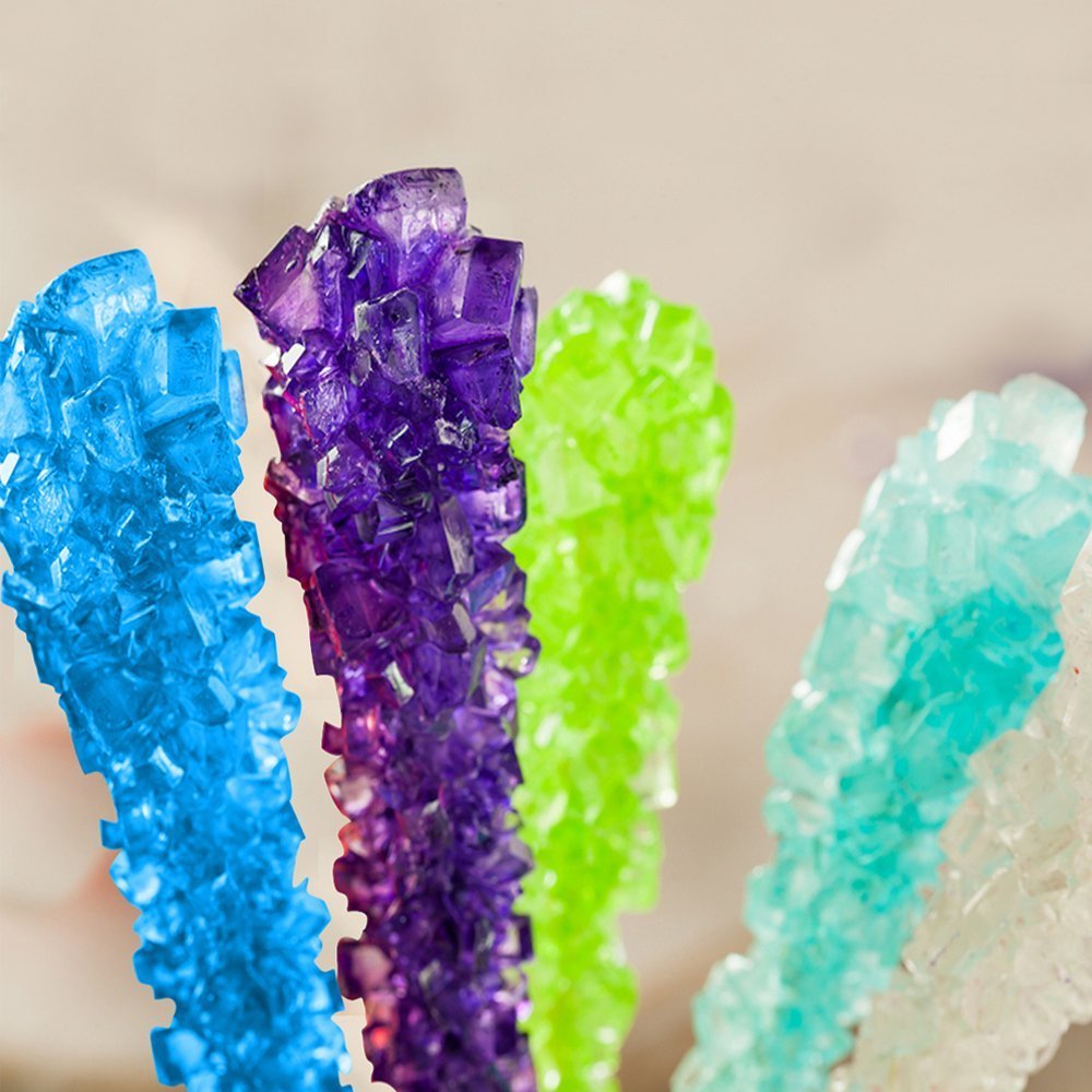  Extra Large Rock Candy Sticks: 6 Light Blue Cotton Candy Lollipop - Individually Wrapped - Espeez Rock Candy Crystal Sticks for Candy Buffet, Birthdays, Weddings, Receptions, Brida