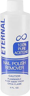 Eternal 100% Pure Acetone  Quick Professional Ultra-Powerful Nail Polish Remover for Natural, Gel, Acrylic, Shellac Nails and Dark Colored Paints (8 FL. OZ.)