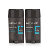Every Man Jack Deodorant - Fresh Scent | 3-ounce Twin Pack - 2 Sticks Included | Naturally Derived, Aluminum Free, Parabens-free, Pthalate-free, Dye-free, and Certified Cruelty Fre