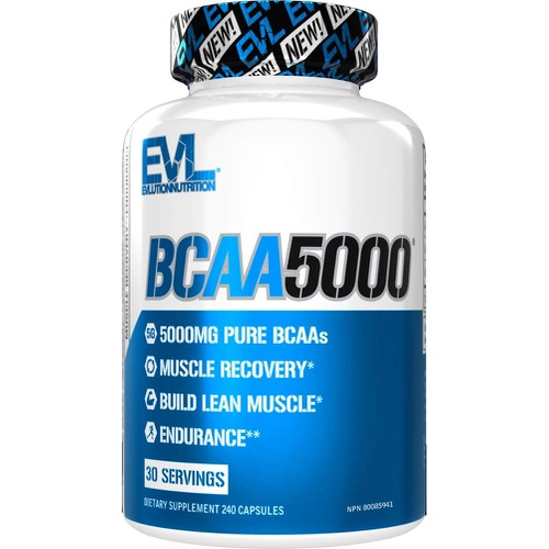  Evlution BCAAs Amino Acids Supplement for Men - EVL 2:1:1 5g BCAA Capsules for Post Workout Recovery and Lean Muscle Builder for Men - BCAA5000 Branched Chain Amino Acids Nutritional Supple