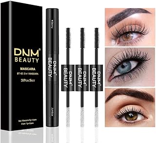 Evpct 4D Silk Fiber Lash Mascara & Fiber 2-in-1 Double-End Black Mascara Volume Set(3-Pack), Best for Thickening and Lengthening, Waterproof Smudge-Proof HypoallergenicThicker and Longer
