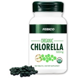 FEBICO Organic Chlorella Tablets- 500mg, 180 Counts, 30 Days Supply- USDA, Naturland, Halal Certified- Vegan, Non-GMO, High Dietary Fiber, Rich Protein Best Green Superfoods