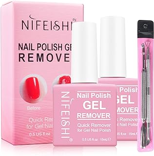 FGHJ Gel Nail Polish Remover, (2PCS) Magic Nail Polish Remover, Professional Removes Soak-Off Gel Nail Polish and UV Art Nail Lacquer, Dont Hurt Your Nails - 15Ml
