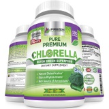 FRESH HEALTHCARE Premium Chlorella Supplement, 1200mg Pure Vegan Powder Capsules, 180 Chlorophyll and CFG Pills, Natural Detox Superfood, Naturally Contains B Vitamins and Minerals