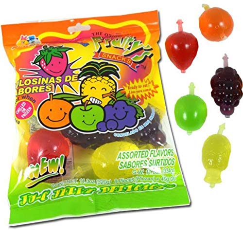  FS DinDon Fruity Snack TikTok Ju-C Jelly Fruit Candy Bag 11.3 oz 5 Flavors Strawberry, Sour Apple, Pineapple, Grape, and Orange Tasty Fruity Jelly Snack