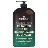 First Botany ALL Natural Tea Tree Body Wash - Fights Body Odor, Athlete’s Foot, Jock Itch, Nail Issues, Dandruff, Acne, Eczema, Yeast Infection, Shower Gel for Women & Men, Eucalyptus Aloe Skin