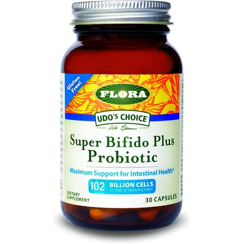  Flora Udos Choice Super Bifido Plus 102 Billion CFU - Raw Probiotics for Men & Women with , Digestive Health Support, Bifidobacterium, Lactobacillus - 30 Veg Capsules