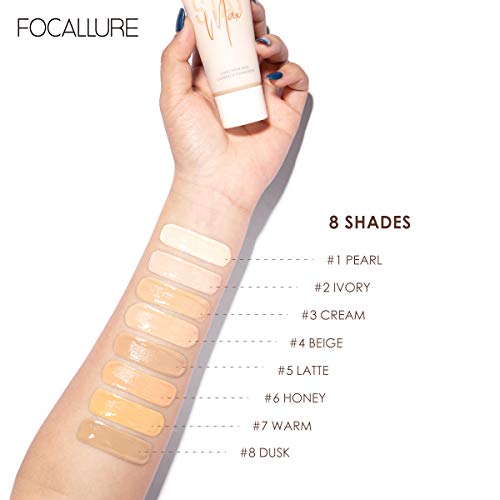  Focallure Matte Liquid Foundation with Pore-Blurring Primer 2 Pcs Makeup Set Lasting Color Waterproof Smooth Cruelty Free Matte Flawless Foundation-#3 CREAM