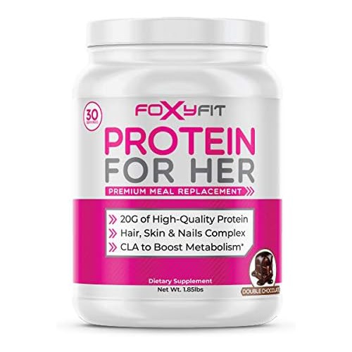  FoxyFit Protein for Her, Double Chocolate Whey Protein Powder with CLA and Biotin for a Healthy Glow (1.85 lbs)