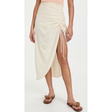Free People Natural Cerine Ruched Midi Skirt