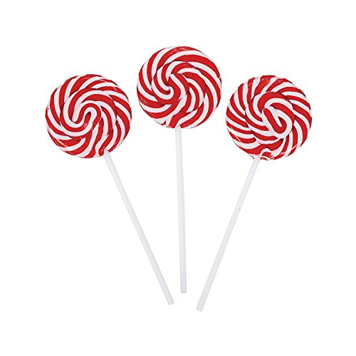 Fun Express Red and White Swirl Pop Suckers (24 Individually Wrapped Lollipop) Party Candy